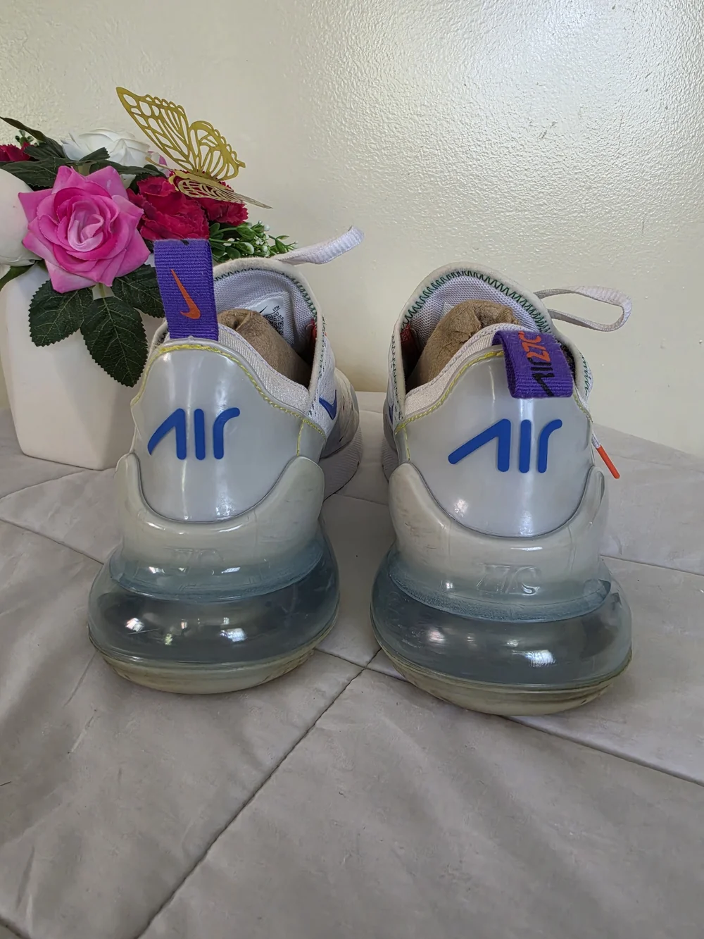 Nike Air Max 270 White Multi-Color Big Kids Size 6.5Y
